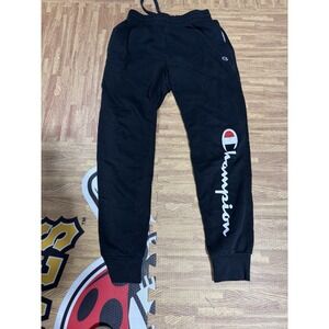 Men's‎ Black Champion Joggers size M Logo on leg